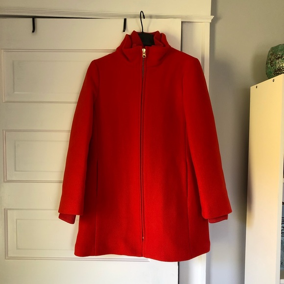 J. Crew Lodge Coat Italian Stadium Cloth Wool Size 8P Red NWT - Picture 3 of 5